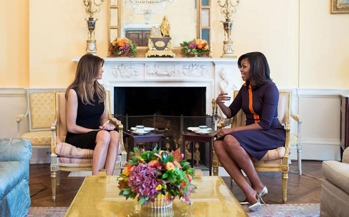 Michelle Obama and Melania Trump pictured together at White House meeting